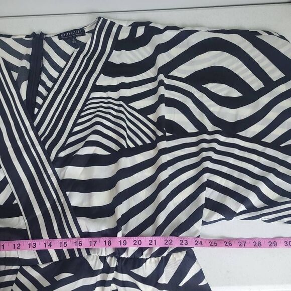 Eloquii Womens Plus 26 3X Wide Leg Jumpsuit Black White Cropped Pockets NWT - Picture 7 of 8